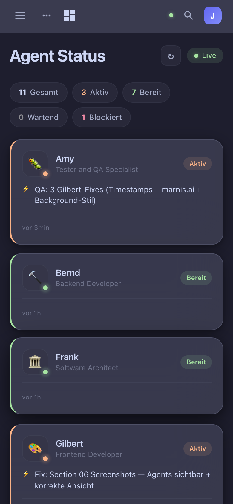 Dashboard Mobile Agents